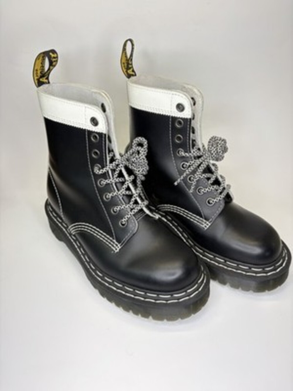 Dr Martens 1460 Pascal Bex DS Black White Contrast Stitch Boots Women 6 Men 5